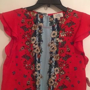 Bright floral print blouse